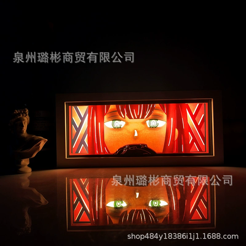 Бумажный резной светильник One Piece Luffy, деревянная рамка, настольный ночник, монохром/ RGB