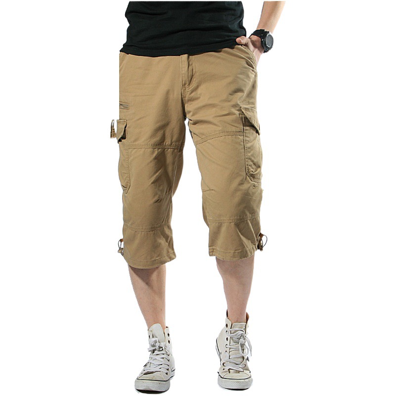 Monos de verano delgados pantalones cortos sueltos más tamaño pantalones multibolsillos de los hombres pantalones cortos de algodón casual al aire libre hombres
