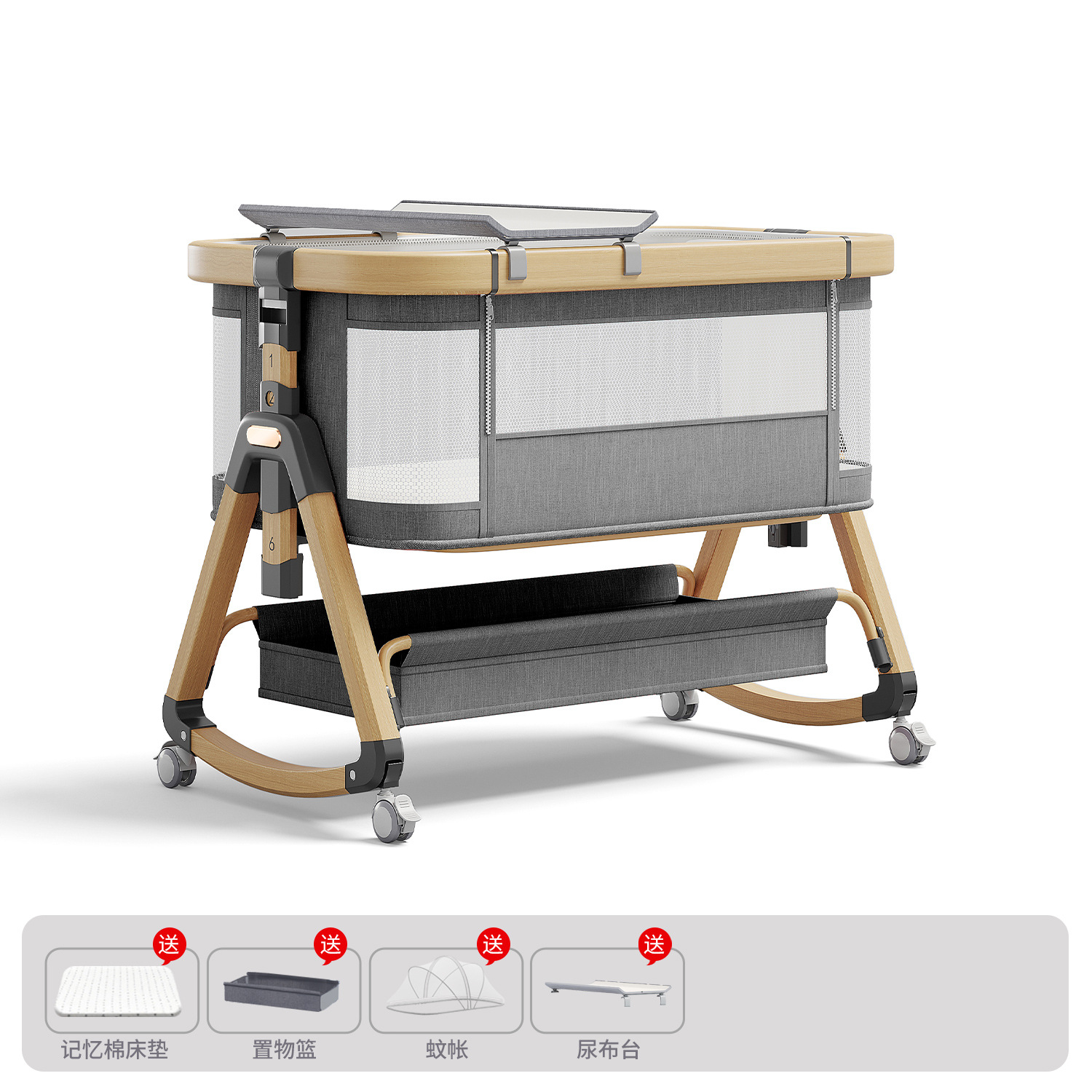 Cama de aleación de aluminio móvil portátil cuna cama plegable multifuncional bb cama recién nacida cama de empalme