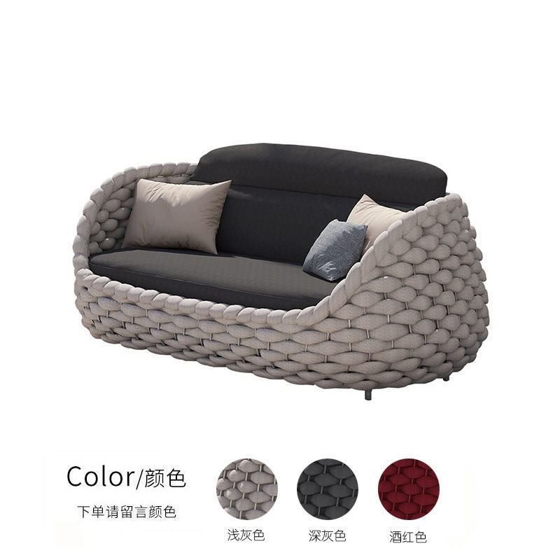 屋外籐ソファ、中庭コンビネーションダブルチェア、レジャーテラス、ヴィラリビングルーム、バルコニー、屋外カウチ家具、ホーム|undefined