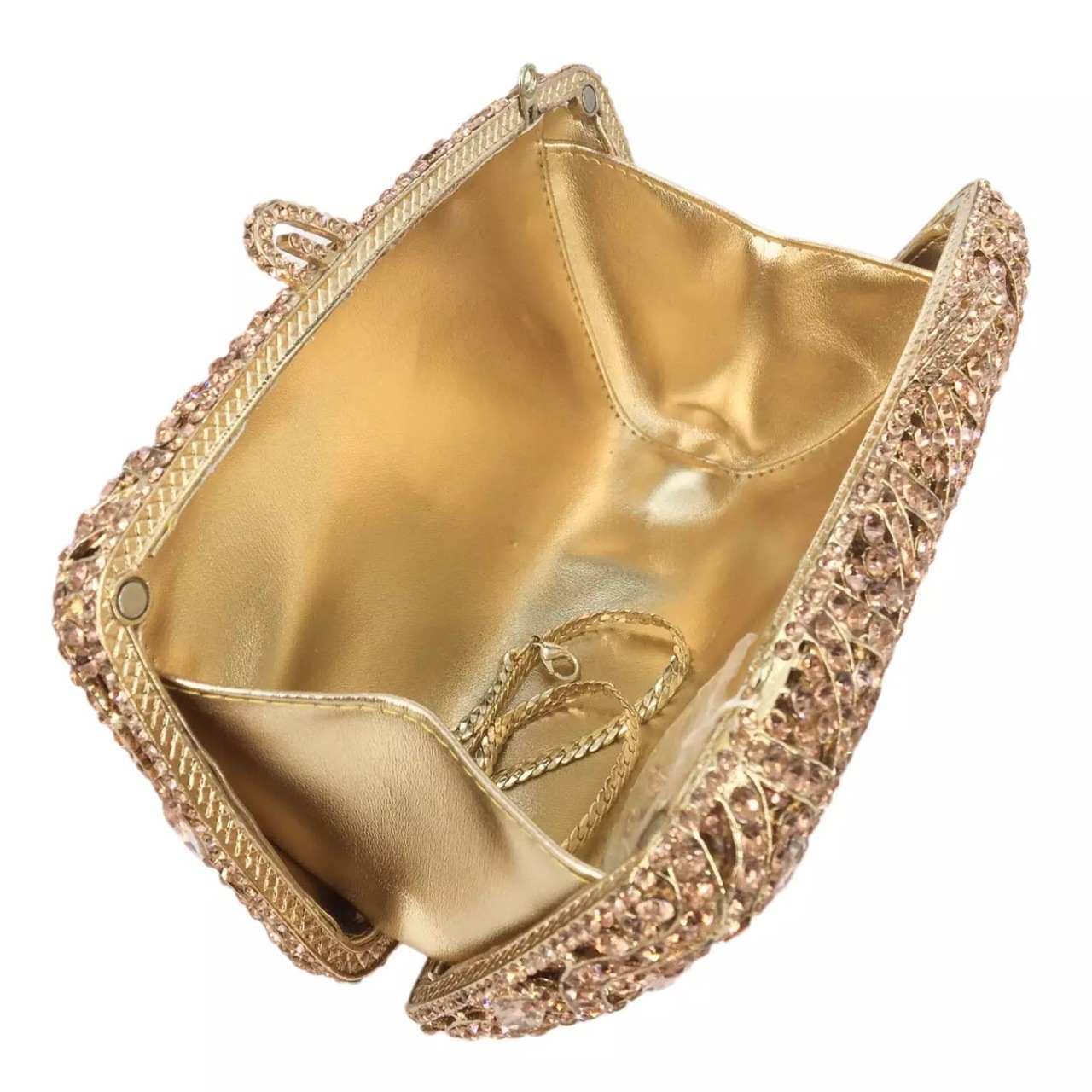 Nuevo paquete de cena con diamantes transfronterizos bolsas de joyas metálicas huecadas bolsas de maquillaje bolsas de diamantes bolsas de mano de banquete europeas y americanas