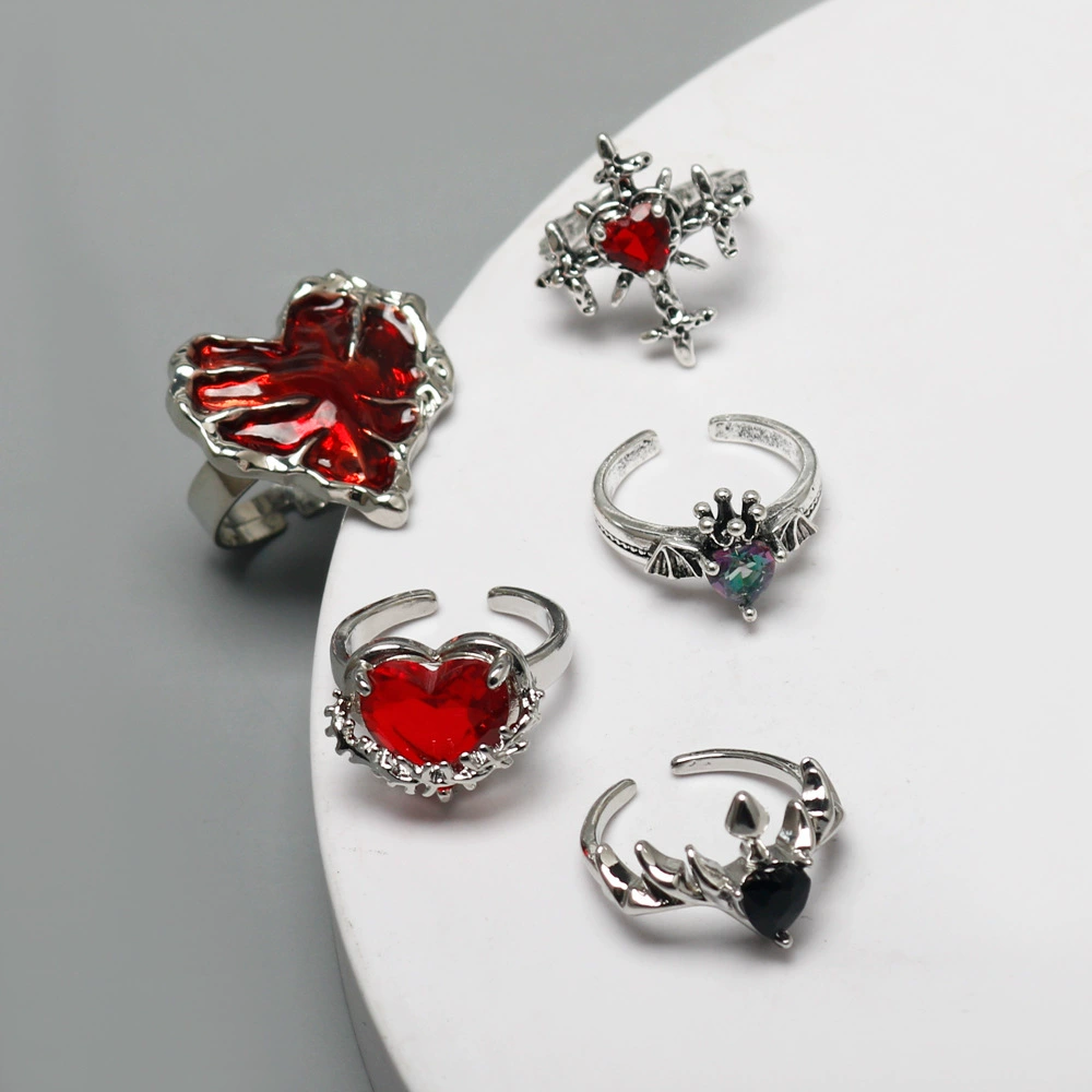 Accessory, ring, angel wings, European style, Gothic