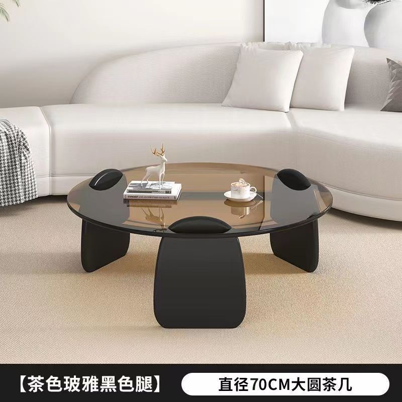 圆形茶几客厅家用小户型轻奢现代茶桌简约创意钢化玻璃茶几桌组合|undefined
