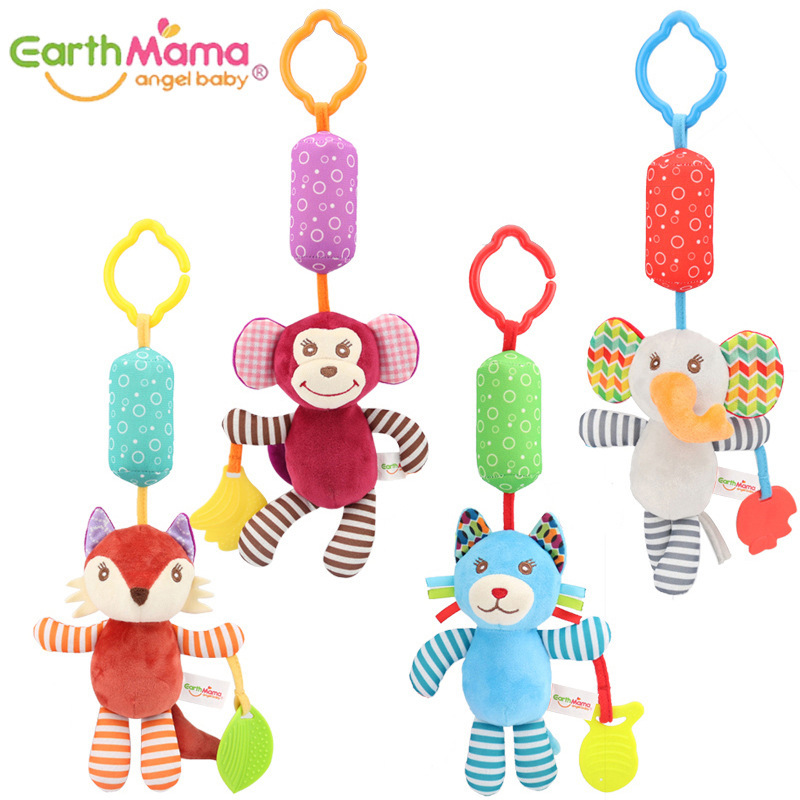 Earthmama cochecito de bebé cama colgante selva animal elefante mono campanas de viento cama de juguete