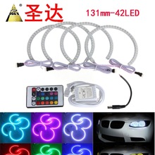 七彩RGB爆闪天使眼灯 5050灯珠 带遥控器 4个131mm RGB 大灯 HID