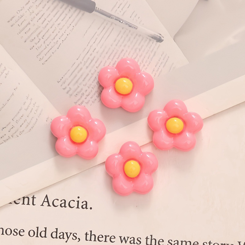 Pequeña cara brillante flor de cinco pétalos DIY crema pegamento de cabello cabello accesorios de joyería de manicura ropa taza de agua parche de fondo plano