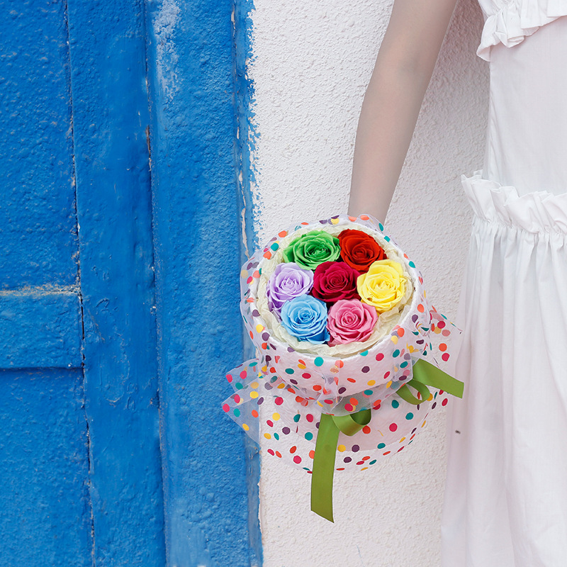 Dopamina Rosa ramo terminado ramo de novia real flor regalo del Día de San Valentín flor seca flor Eterna de Yunnan