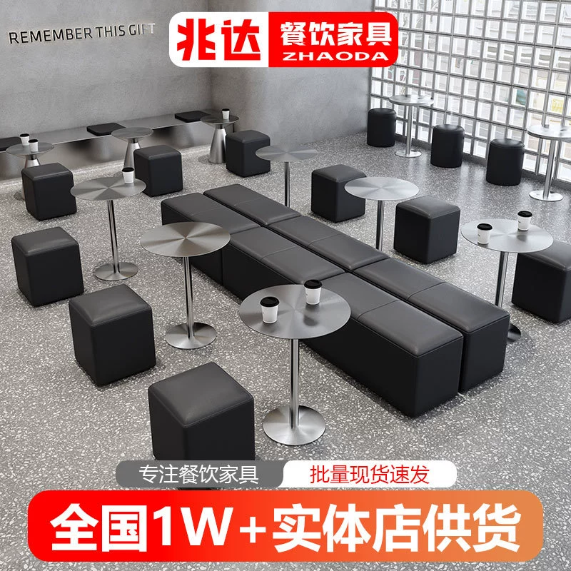 Современная минималистская мебель для выпечки обеденный стол и стулья комбинированные молочные чайные магазины кофейни из нержавеющей стали круглые столы для хранения обеденных стульев