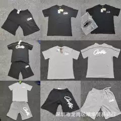 New Cort Summer New Foreign Trade Trendy Devil's Island Reflective Letter Men's and Women's Shorts Short-Sleeve T-Shirt Set Trendy