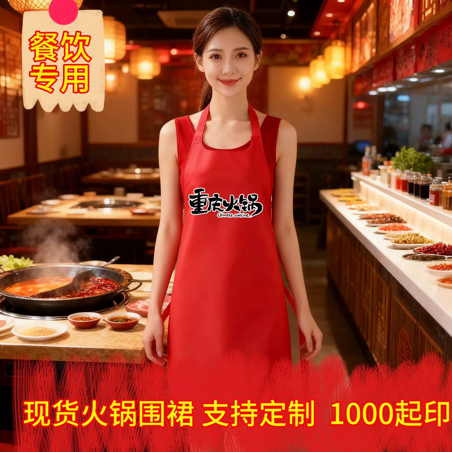 一次性无纺布火锅围兜无纺布围裙烧烤防污餐饮龙虾围裙现货批发