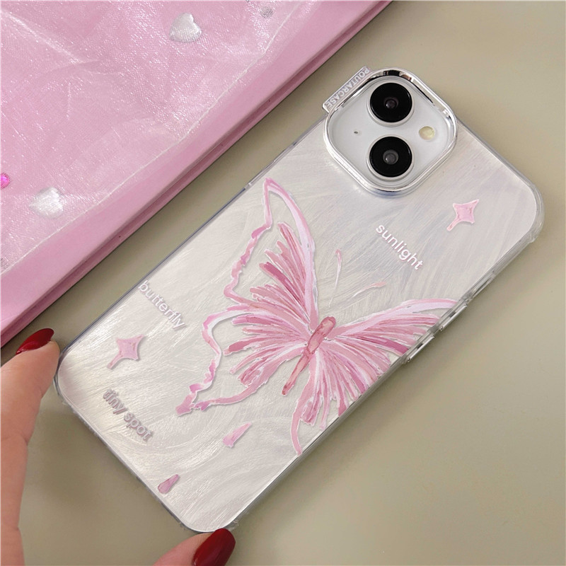 Chica ins láser Rosa mariposa para 15PROMAX teléfono caso iPhone13 Apple 14Pro nicho 12
