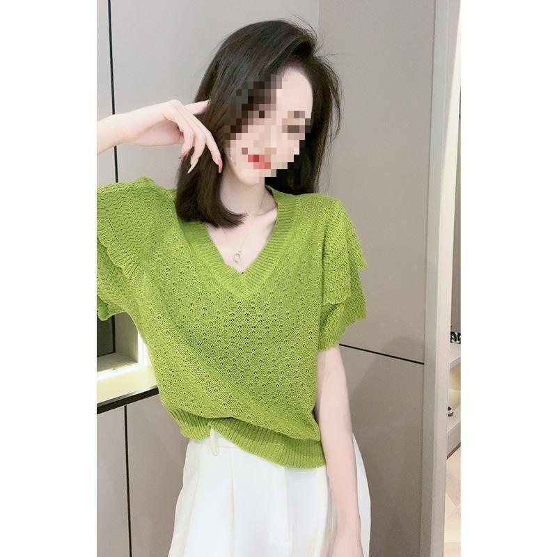 Áo thun nữ cổ tròn tay ngắn kiểu Pháp ren hở lưng mỏng mùa hè — B5-05=giá trị thông số Kd, (cài 2) chi tiết 4