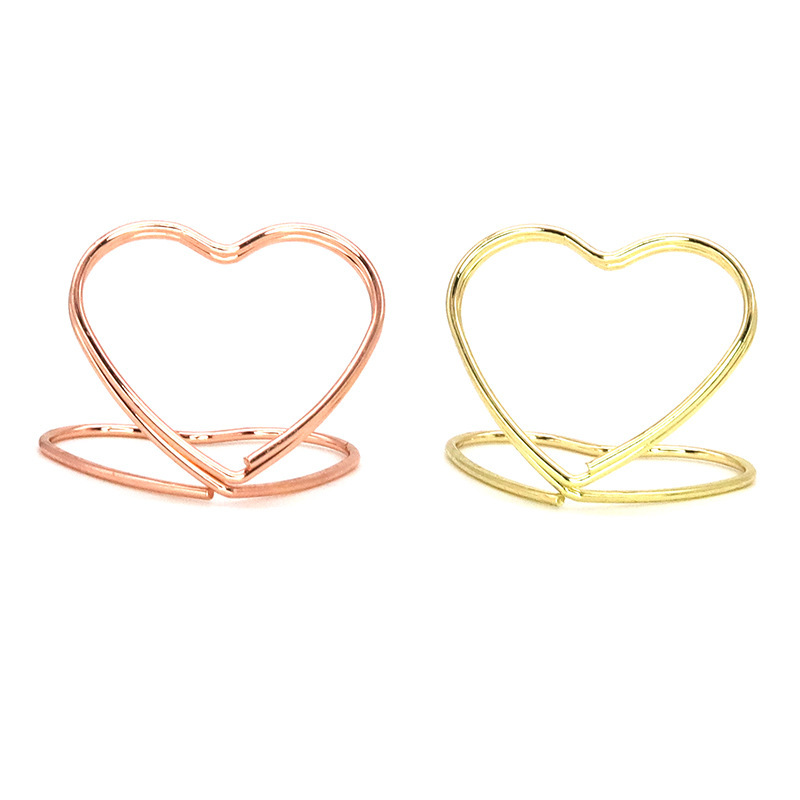 Golden double-layer love card holder hotel wedding table number bracket metal message holder creative memo photo holder Golden double-layer love card holder hotel wedding table number bracket metal message holder creative memo photo holder