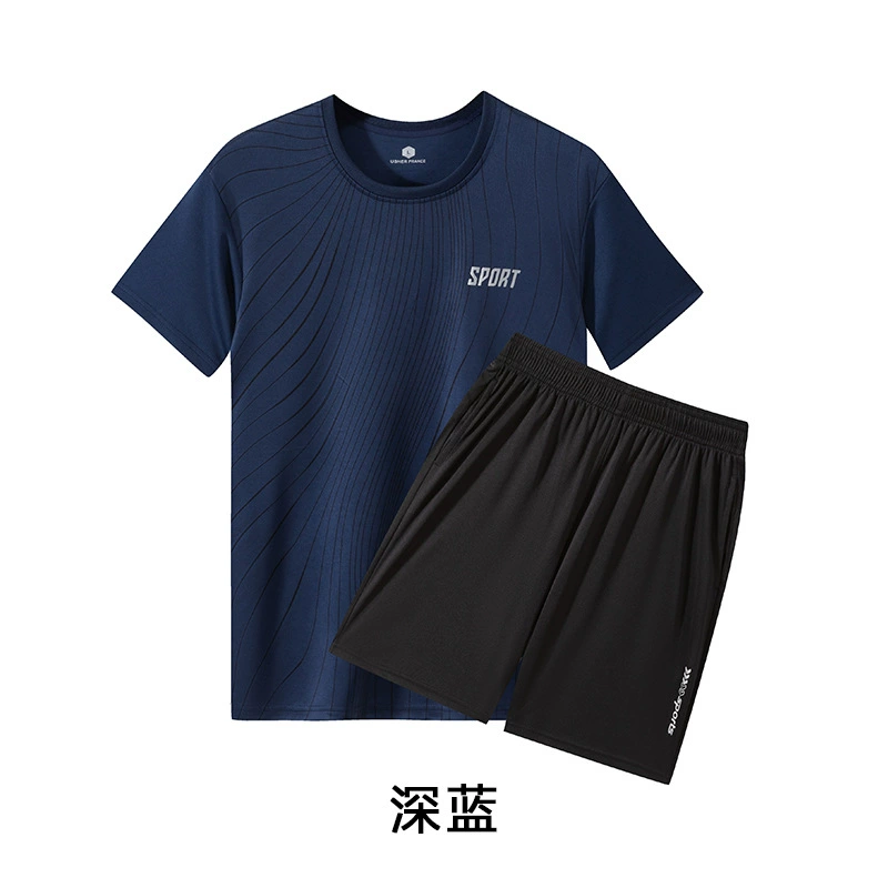 Фабрика прямых продаж спортивный комплект из двух частей мужской быстротушущий летний ледяной шелк тонкий открытый бег футболки с короткими рукавами и шорты