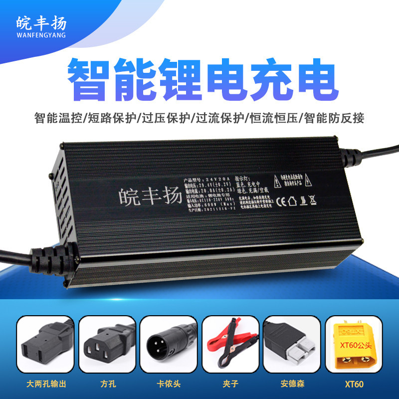 24V20A大功率充电器锂电池电动车充电器电瓶车电摩电池充电器