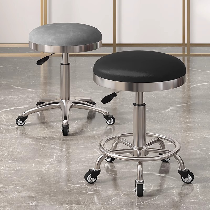 Taburete de belleza, taburete de polea especial para salón de belleza, taburete de peluquería, taburete de peluquería, silla de elevación para manicurista, taburete redondo