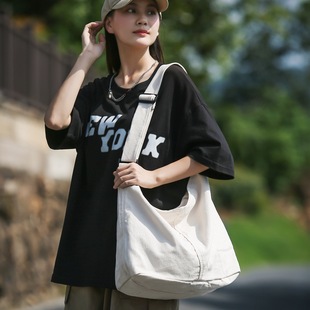 Japanese shopping bag, cotton shoulder bag, high-quality style