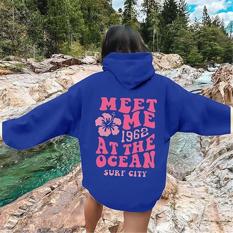 New XS--5XL European Size Women's Drop Shoulder Sleeve Ribbed Cuff Hem Sweatshirt Hoodie With Oversized Letter Print_voghion.com