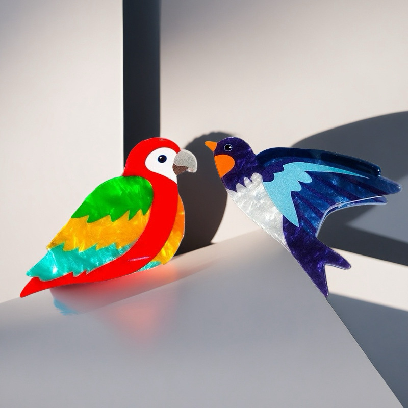 模擬オウムクリップ、かわいいツバメサメクリップ、カラフルな鳥ポニーテールクリップ、クリエイティブな後頭部ヘアクリップ、ヘッドバンド|undefined
