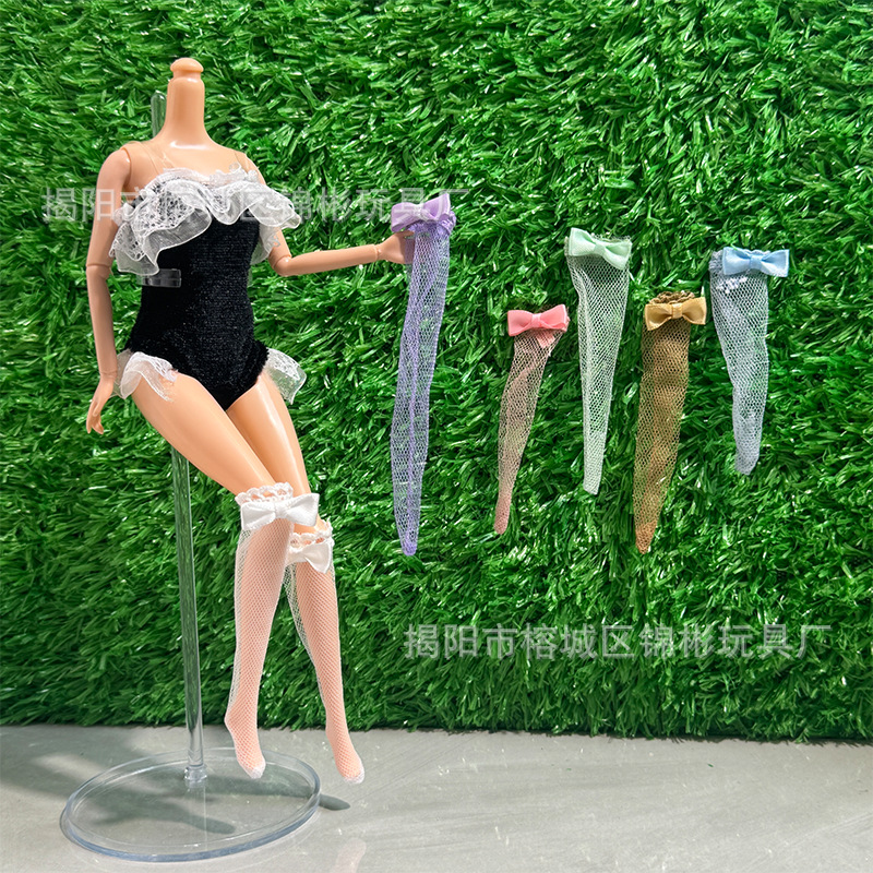 Cross-Border Hot Sale 30cm Barbie Doll Stockings Lace Bow Stockings Lace Cut Out Socks Sexy Fishnet Stockings