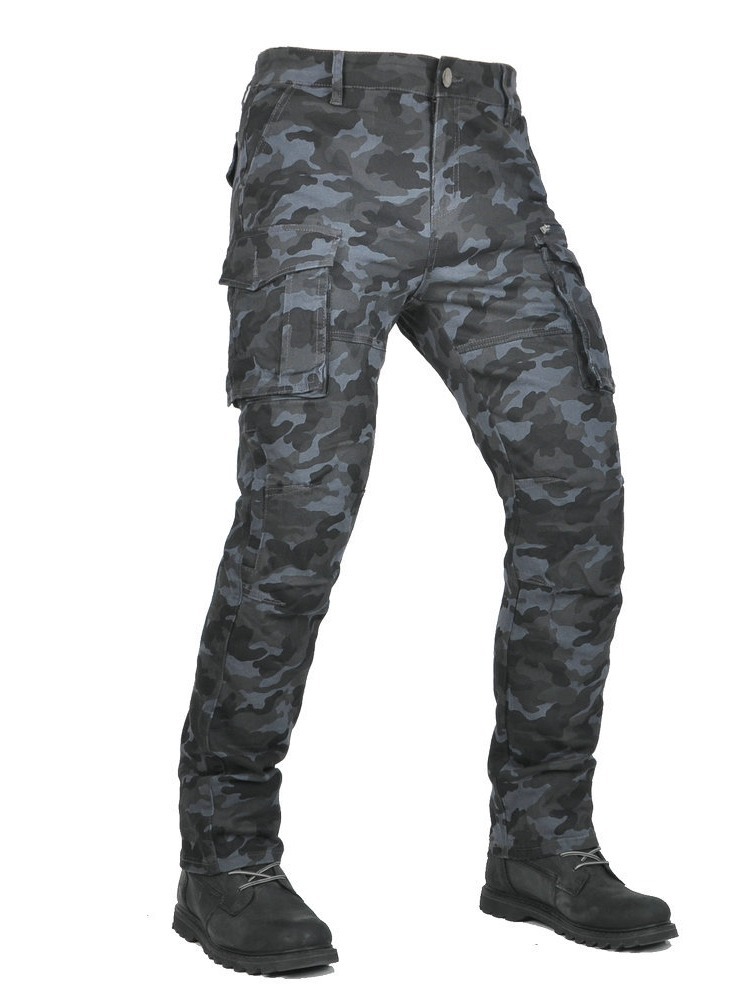 Pantalones de motocicleta VOLERO para hombres bolsas de camuflaje herramientas respirables anticaídas pantalones de motocicleta protectores de silicona