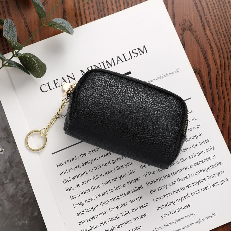Nuevo bolso pequeño, tres capas de cremallera, bolso de aire extranjero, bolso de cambio de mujer, nuevo cuero pequeño, llave de bolsa de monedas