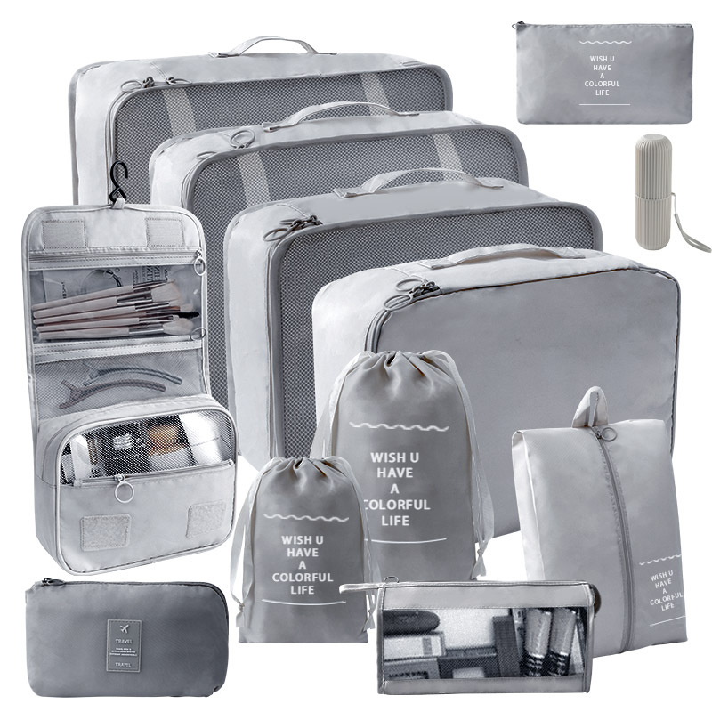 그레이 12 종 세트 [7 종 세트 + 소묶음 포켓 + 트라이앵글 백 + 후크 백 + 디지털 백 + 워시 컵]