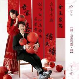 结婚礼新娘拍照道具婚房布置套装条幅挂布男女方新房卧室客厅装饰