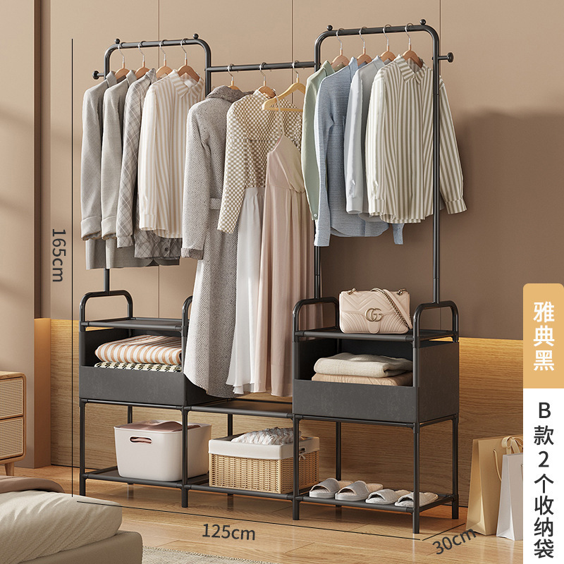 金属製簡易家庭用寝室鉄製フレーム、厚め、賃貸住宅用収納ハンガーラック、頑丈で耐久性があり、シンプルでモダン|undefined