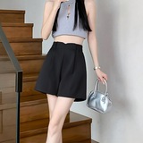 胖妹妹高腰阔腿西装短裤韩版宽松显瘦休闲裤2025夏装新款大码女裤，女装休闲裤，变形策服饰