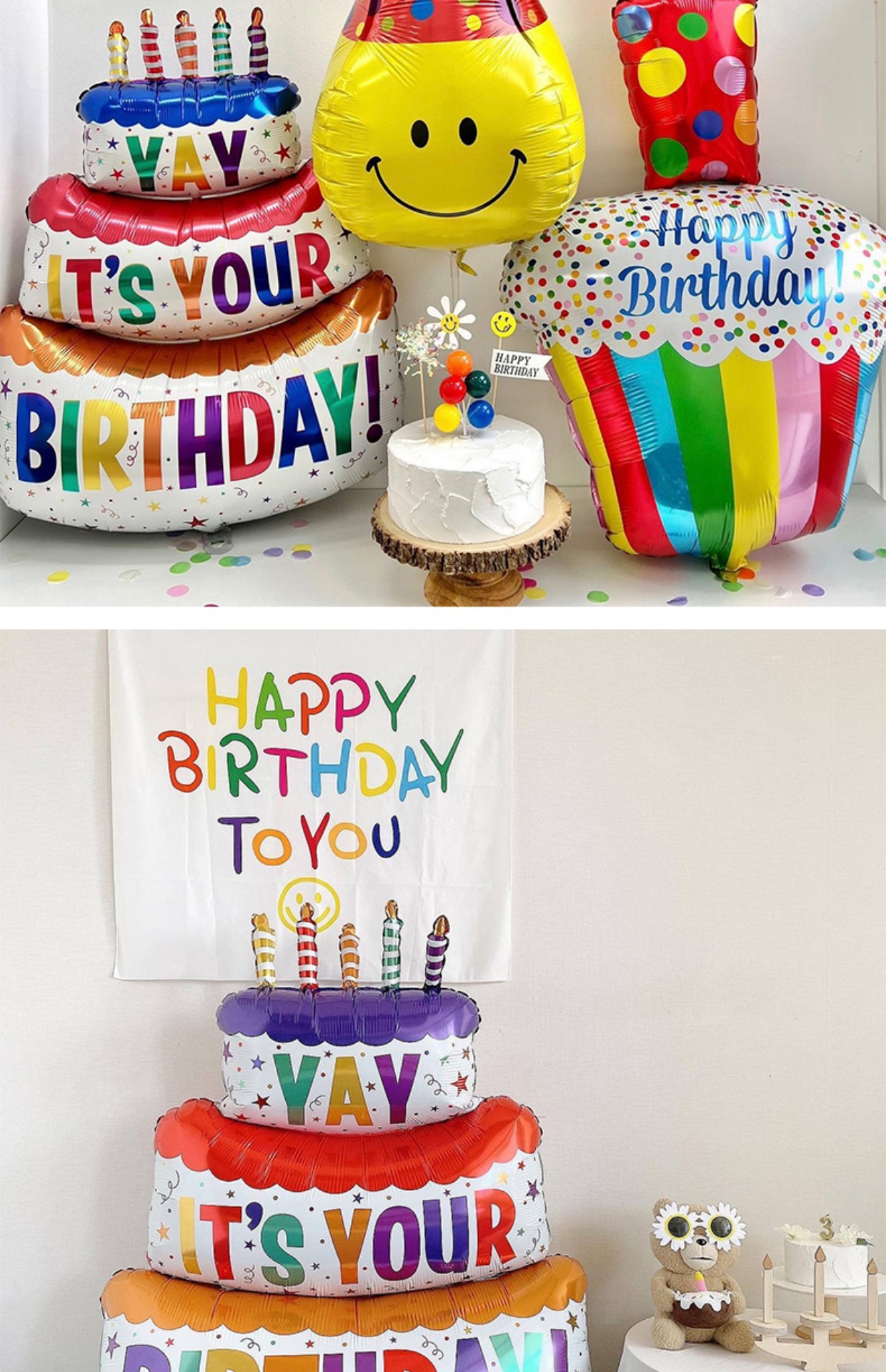 Birthday Cartoon Style Cute Exaggerated Cake Aluminum Film Indoor Outdoor Party Balloons display picture 2