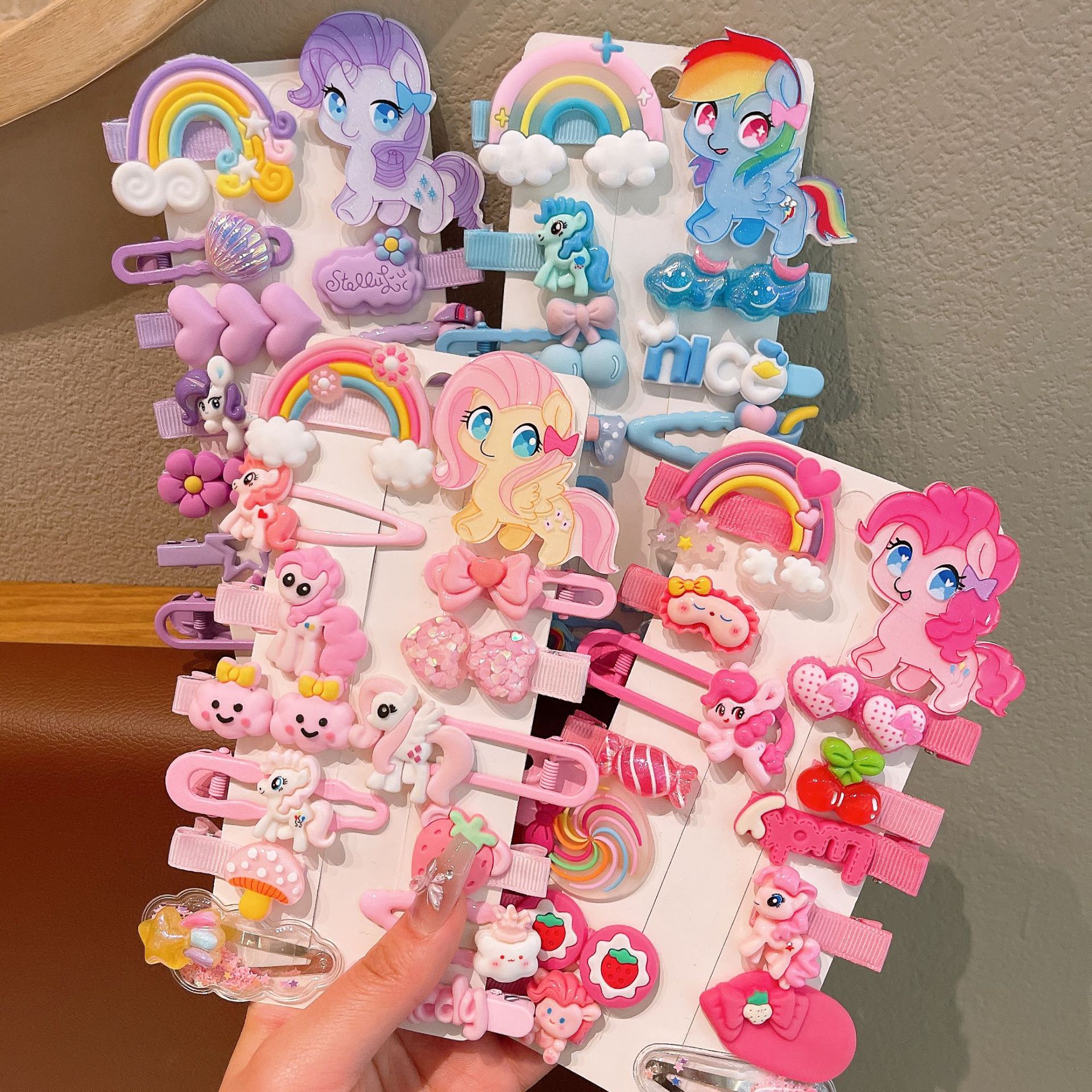 Niños de dibujos animados pony lindos pinzas de cabello niñas paoli pinzas de cabello niñas pinzas de cabello rotas para estudiantes set de pinzas de cabello BB