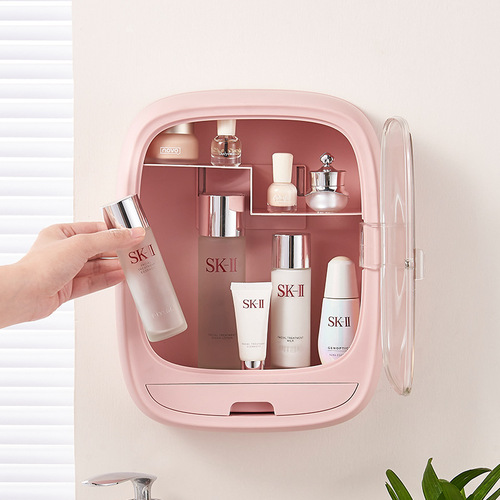 Bolan cosmetics storage box wall-mounted bathroom punch-free dust-proof bathroom toilet washstand storage rack