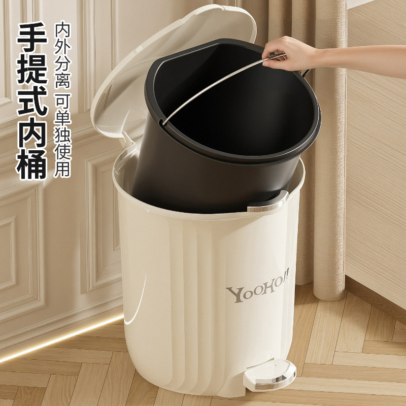 Large-capacity foot-operated trash can with lid, high aesthetic value, suitable for home kitchens and bathrooms Large-capacity foot-operated trash can with lid, high aesthetic value, suitable for home kitchens and bathrooms