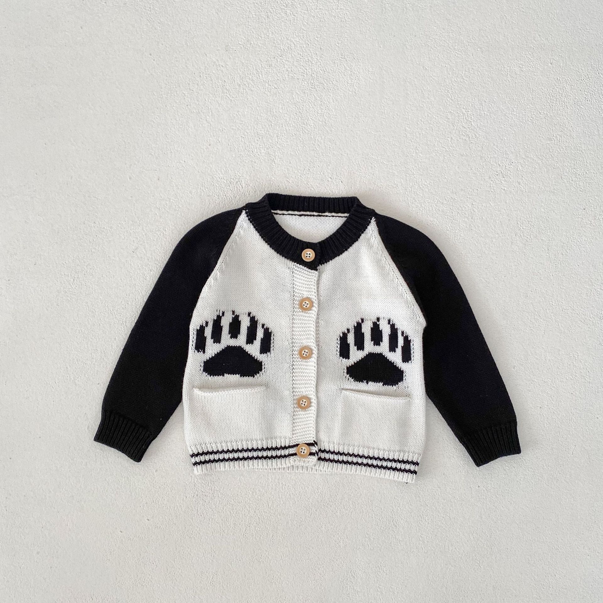 Baba kisgyermek őszi ruhák 2024 férfi és női baba pulóverek panda jacquard kötött hosszú ujjú felső szett_voghion.com