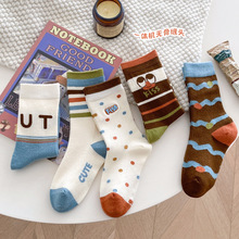 TMOMO兔默默波点条纹眼睛一体机无骨缝头儿童羊毛袜高筒袜25AW094