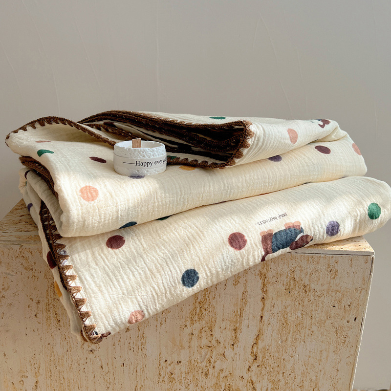Una colcha fresca de verano de hilo de doble capa para niños, colcha de verano de algodón puro, colcha de aire acondicionado lavable a máquina, colcha fina para bebé