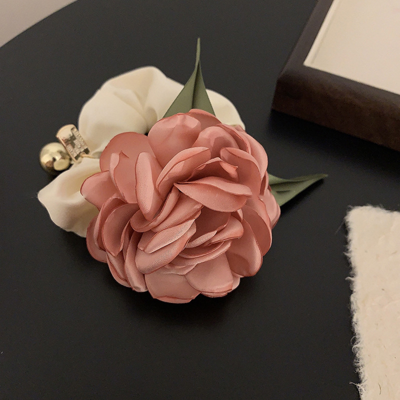 Rose Bowel ~ Anello per capelli Camelia in raso con fiori e nicchia, corda per capelli retrò primaverile_voghion.com