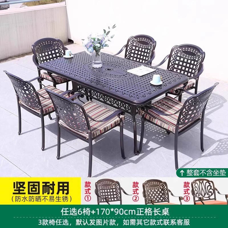 Opcional 6 sillas Mesa larga a cuadros de 170cm