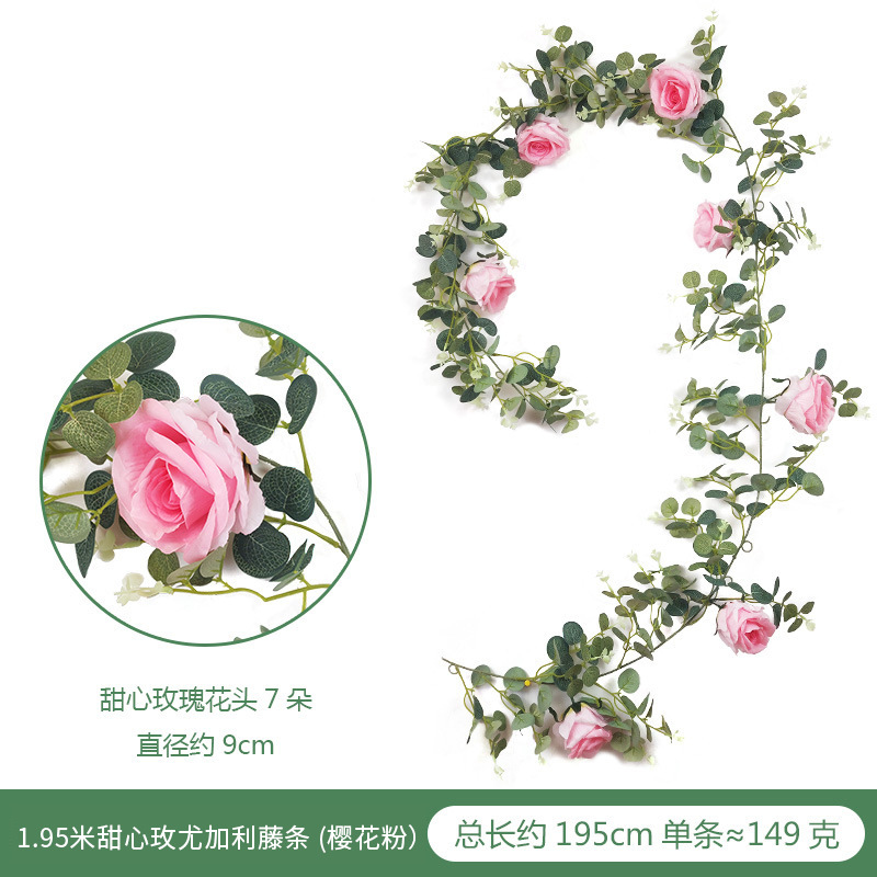 Amazon eucalipto Rose vid boda decoración del hogar artificial peonía Camelia dinero hoja flor artificial vid