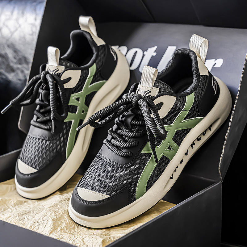 2025 primavera Forrest Gump zapatos para hombre nuevo estilo de malla casual versátil transpirable al aire libre suela gruesa resistente al desgaste calzado deportivo ligero para hombre