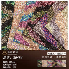 亮片绣花面料秋季新款弹力网女装礼服舞台服连衣裙面料现货供应