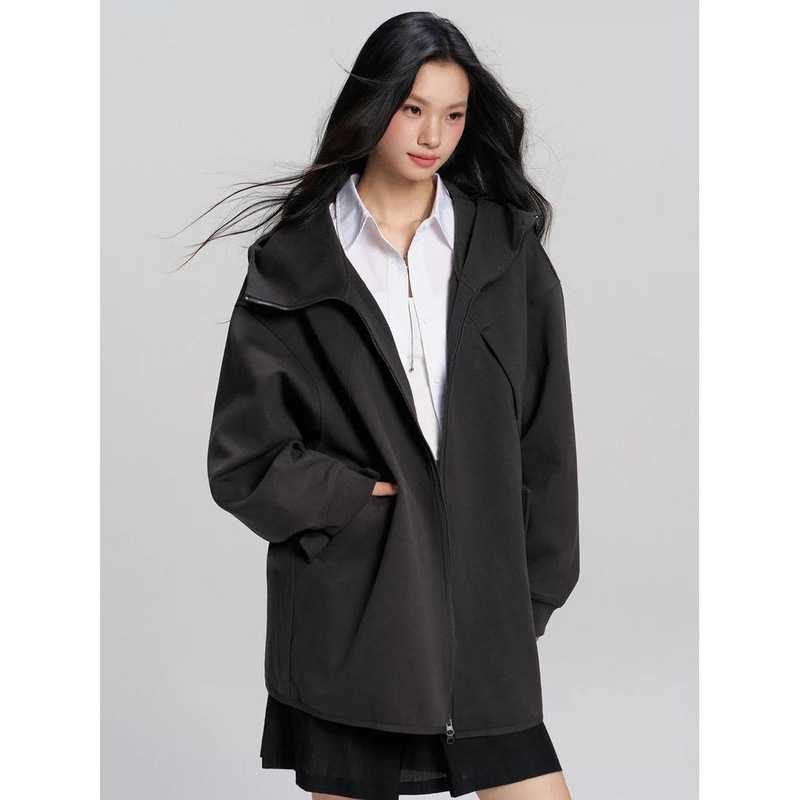 4029 #   Rappeye Heavy Retro Trendy Brand Simple Couple Zipper Hooded Cardigan Long Sweatshirt Jacket