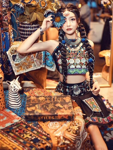 New ethnic style belly dance dance waist chain tassel flower butterfly accessories drop-shaped pendant trend belt
