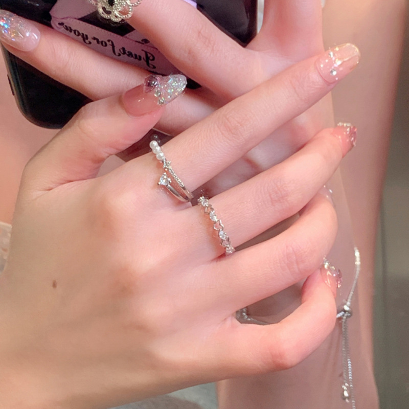 Small design sophisticated cute adjustable ring with stone with…