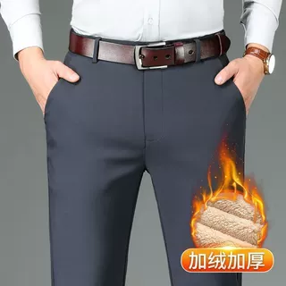 废土风秋冬厚款高档弹力西裤高腰深裆宽松直筒免烫商务抗皱气质89