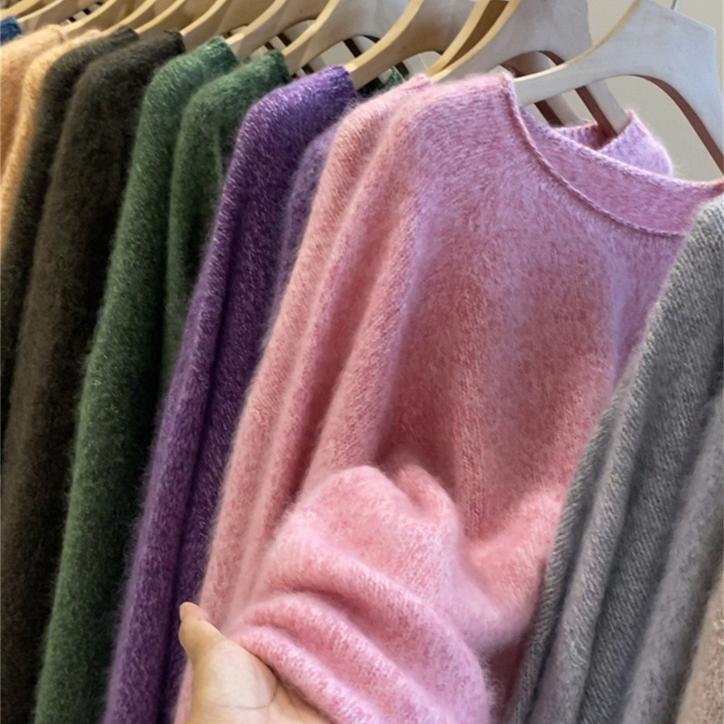 Floral Yarn Wool Brushed! Australian Wool Floral Yarn Craft First-Line Ready-To-Wear Rolled Edge Knitted Sweater for Women