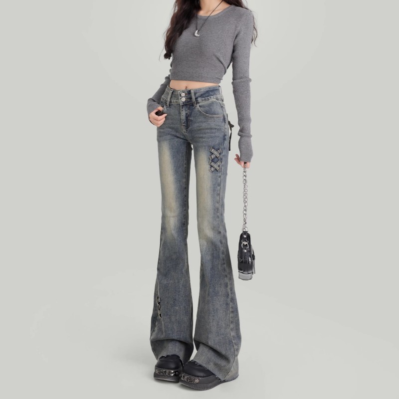 Versatile Slim Trendy Women's Flared Plus Size Vintage High-Waisted Bootcut Jeans 2025 Slimming American Style