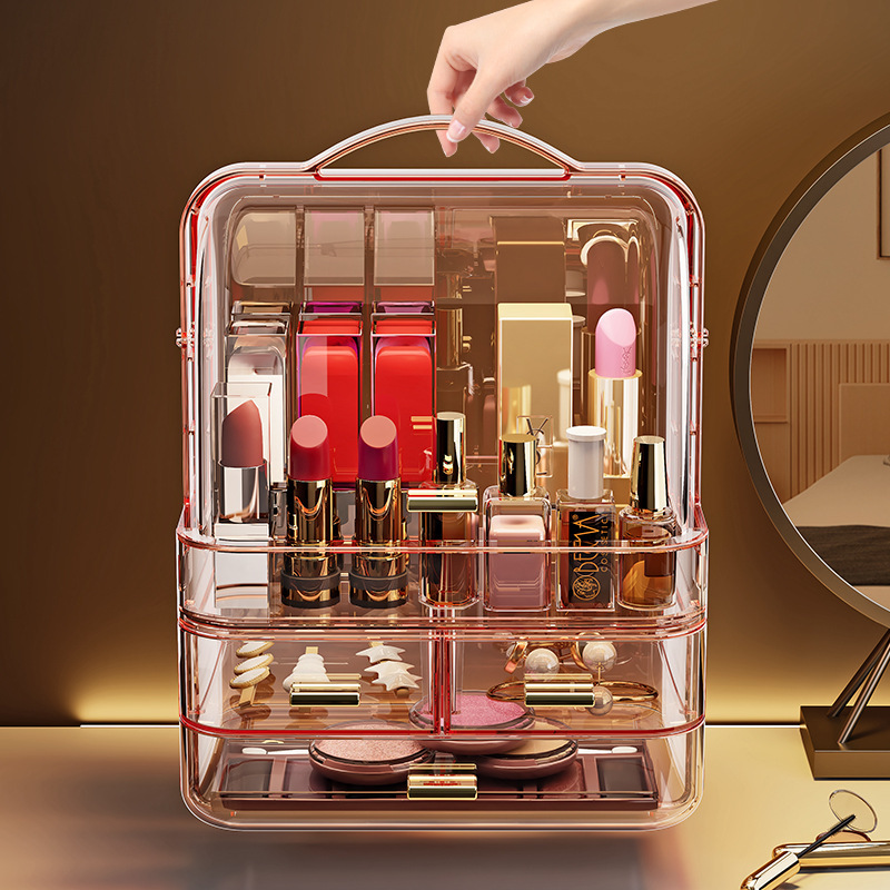 Caja de almacenamiento de cosméticos de alta calidad de gran capacidad de escritorio collar de estante de ropa de tocador caja de almacenamiento de lápiz labial image 5
