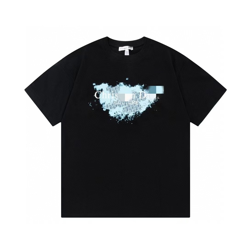 クロスボーダー 25ssCD ホームファッションブランド春夏新作落書きペイントレタープリントユニセックス純綿半袖Tシャツ|undefined